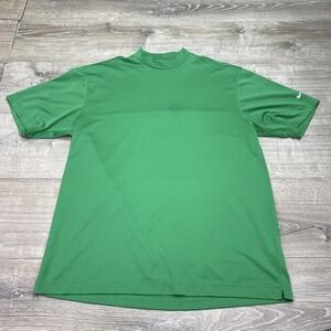 Nike Golf FIT DRY Shirt Mens XL Green Mock Neck Performance Short Sleeve Top